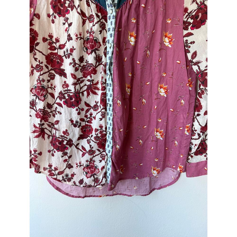 Sundance Size M Patchwork Floral Button Front Shirt 100% Cotton Boho Western - Picture 5 of 10